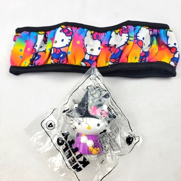 NWT Hello Kitty soft strech rainbow steering wheel cover and witch toy - Picture 1 of 6